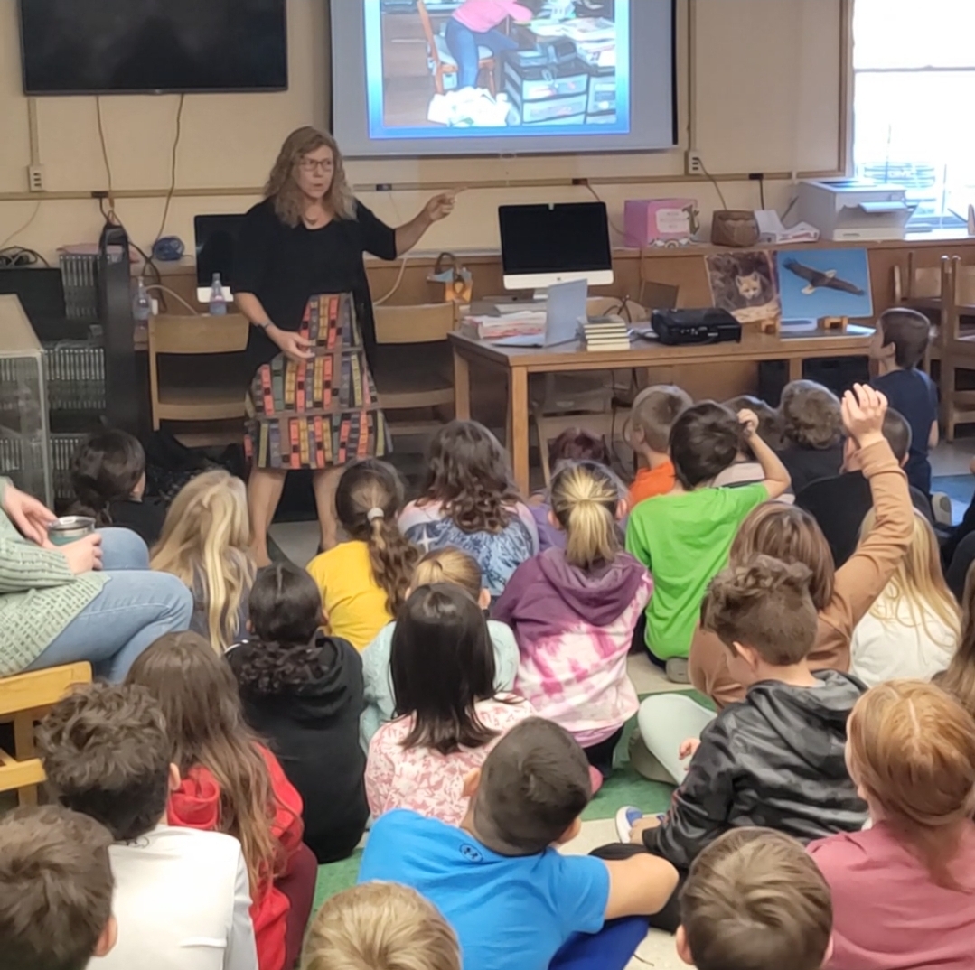 Tamra Wight speaking to students about her writing