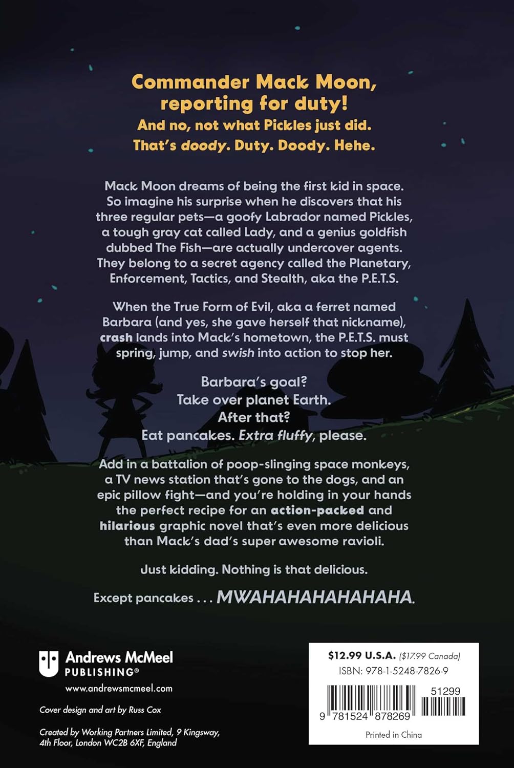 Back cover to the graphic novel Mac Moon